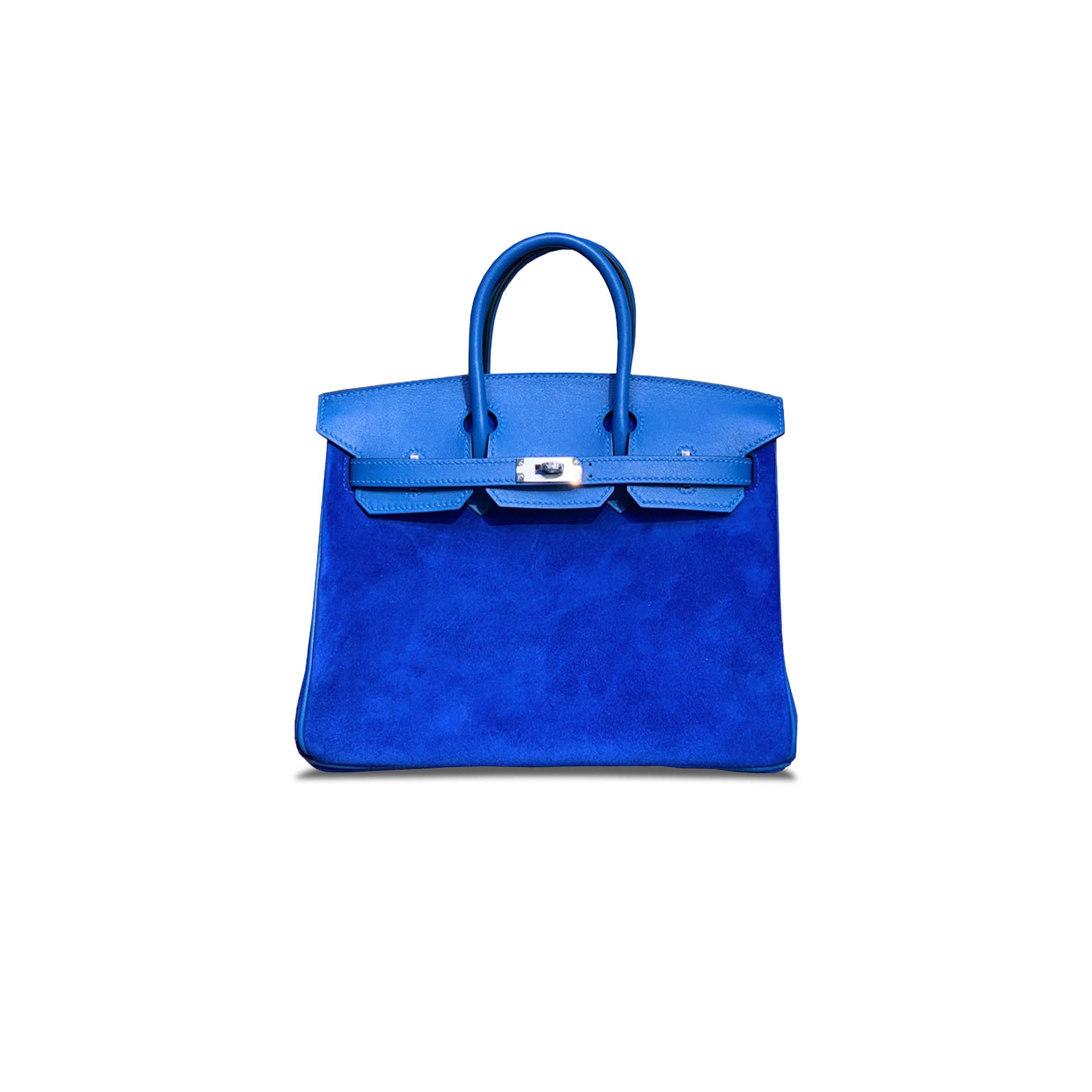 H**mes birkin 25 chamois and swift royal blue silver buckle h028369cc97 (25*20*13cm)